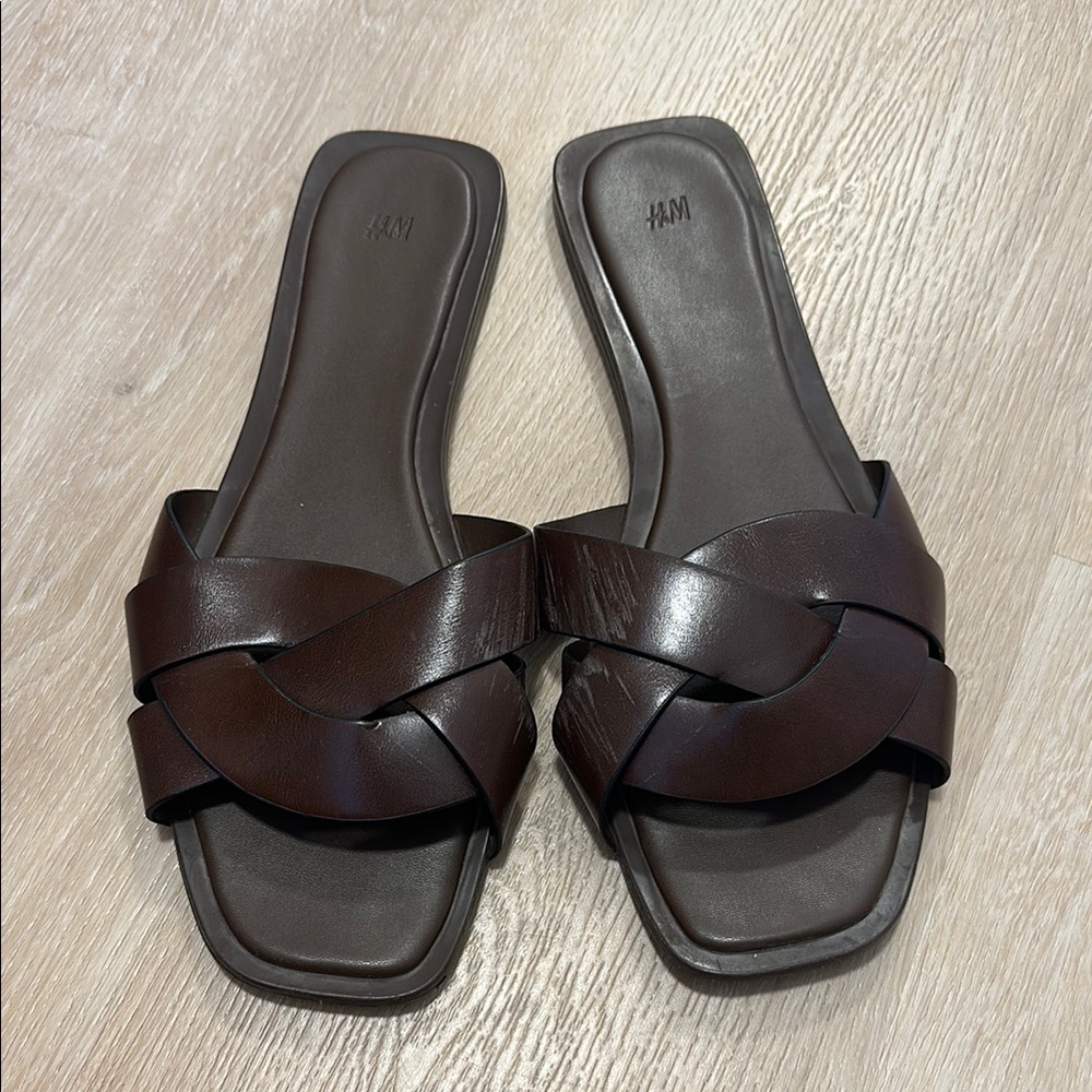 H&M Women's Dark Brown Slide Sandals